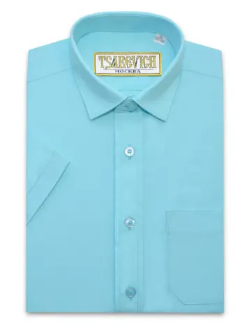 Бирюзовая сорочка с коротким рукавом TSAREVICH