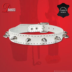 Ошейник БДСМ с шипами "Цербер", белый