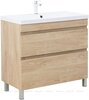 Aquanet 344146 Тумба Нота new 90 напольная 2ящ. цв.дуб светлый (344146)