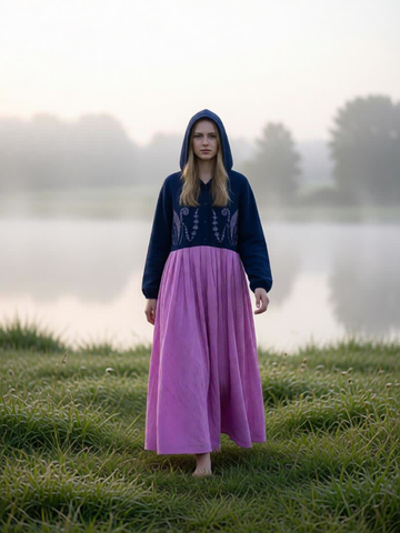 Таямница. Платье льняное с капюшоном, вышивка по переду PL-422616
