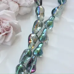 Бусины стеклянные, дымчато-серый с переливами, фриформ 22*13 мм, 1 бусина, МК037