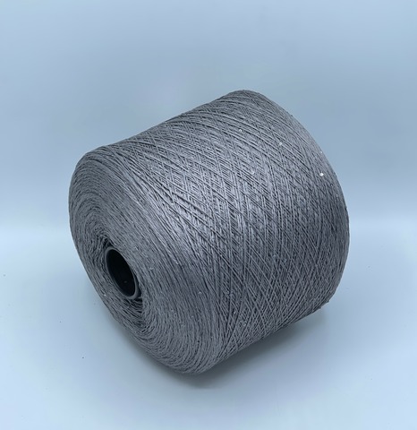 Бобинная пряжа, Linette Pailletes, 450м, 80% Лен, 20% Полиэстер(пайетка), Темно-серый+пайетка. 39396