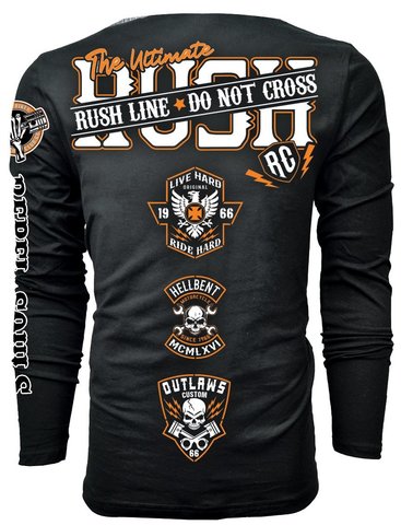 Rush Couture | Футболка лонгслив мужская RUSH LINE: DON&#39;T CROSS LONG SLEEVE Classic Black RC248 спина