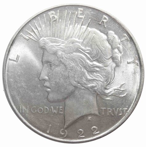 1 доллар 1922. (D) США (Мирный) AU