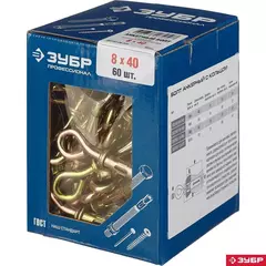 ЗУБР М8 х 40 мм, 60 шт, анкерный болт с кольцом, Профессионал (302392-08-040)