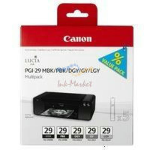 Набор картриджей Canon PGI-29 MBK/PBK/DGY/GY/LGY MultiPack для Canon PIXMA PRO-1