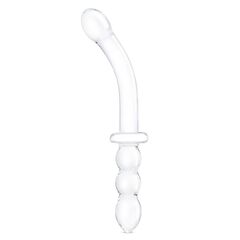 Изогнутый стеклянный фаллоимитатор 12’’ Girthy Ribbed G-Spot Glass Dildo With Handle Grip Double Ended - 30 см. - 