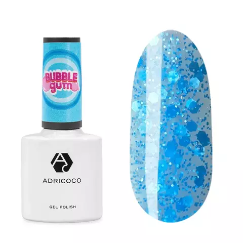 Гель-лак Bubble gum с цветной неоновой слюдой №07 морозная голубика, ADRICOCO, 8 мл