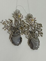 Агат (серьги из серебра)