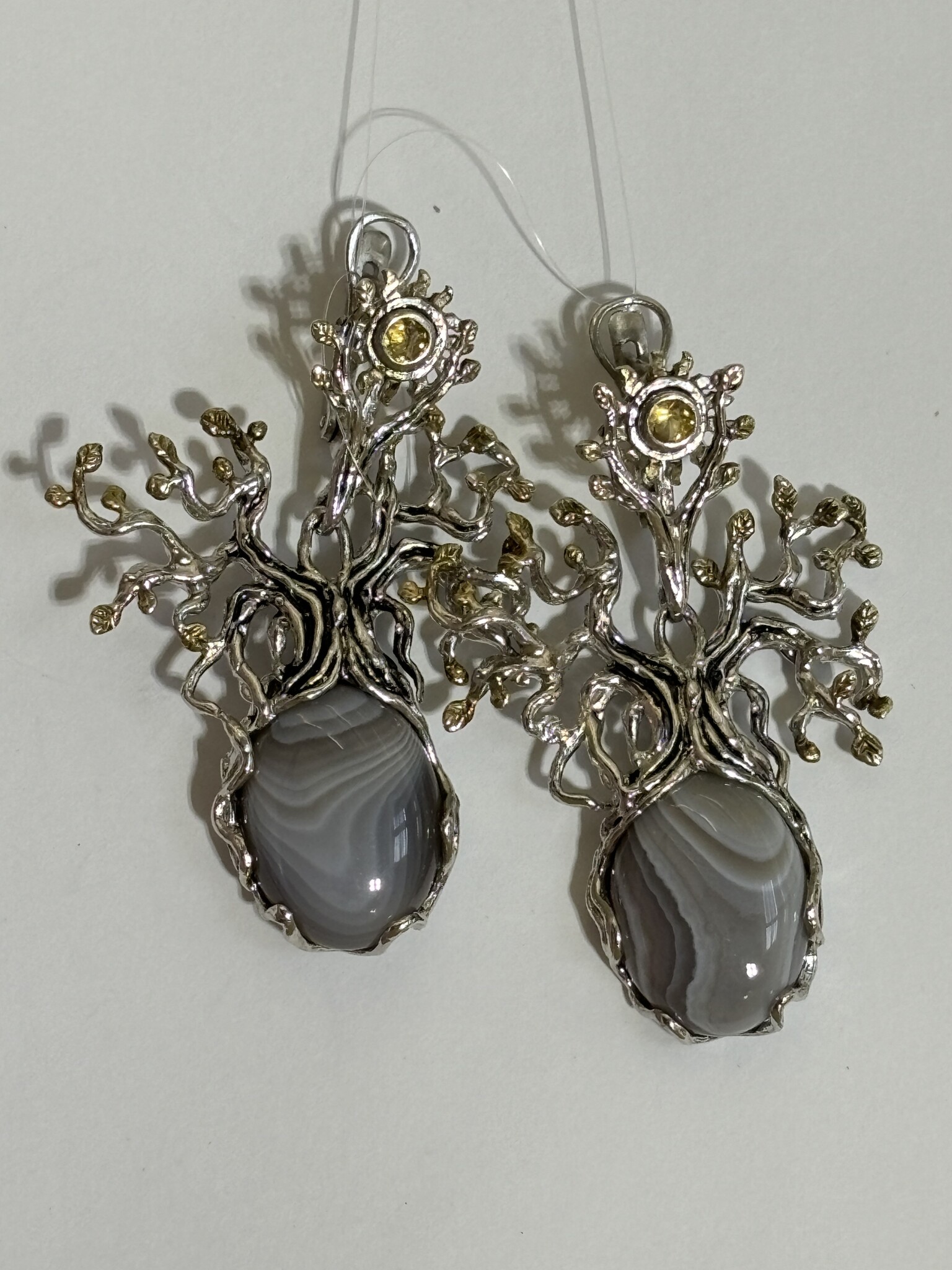 Агат (серьги из серебра)