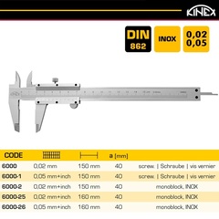 Штангенциркуль ШЦ-1-150/40мм 0,02мм+inch DIN862 MonoBlok INOX Kinex 6000-2