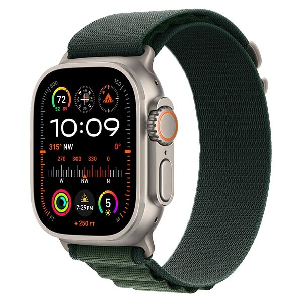Apple Watch Ultra 2 (2024), GPS + SIM, 49 мм, корпус из титана, ремешок Alpine Loop темно-зеленого цвета