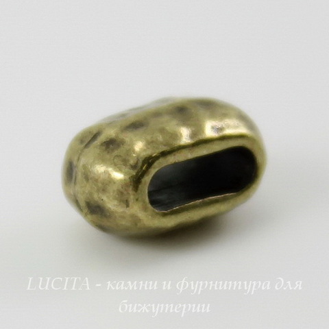 Бусина для шнура 6х2 мм TierraCast 10х6х6 мм (цвет-античная латунь) ()