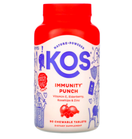 KOS, Immunity Punch, вкус ягодного взрыва, 90 жевательных таблеток