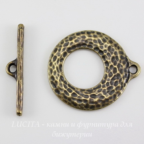 Замок - тоггл из 2х частей TierraCast "Artisan" (цвет-античная латунь) 30х27 мм, 30х4 мм ()