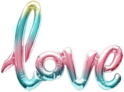 К Надпись Love, Градиент Нежная радуга, 41''/104*67 см