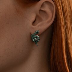 94025284 - Серьги ЗМЕИ из серебра с изумрудными фианитами