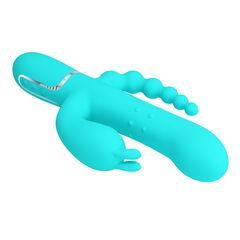 Аквамариновый вибратор для тройной стимуляции Cammy - 22,2 см. - 