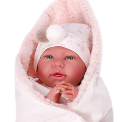 Munecas Antonio Juan Кукла Реборн младенец Урсула в белом 52см (81054)