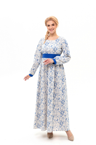 Льняное платье в русском стиле Снежная королева