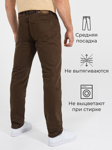 Плотные джинсы тёмно-коричневого цвета из премиального хлопка