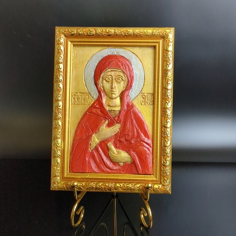 Святая праматерь Ева. Старинная деревянная резная икона