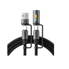Кабель ACEFAST J5 Multi-Function Charging Data Cable USB-A+ USB-C+ Led Light, черный