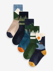 Носки хлопковые для мальчика Next E13-103, 5 шт., Синий, Зеленый, Бежевый