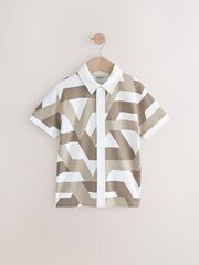 Рубашка с коротким рукавом для мальчика Next E98-654, Молочный, Коричневый