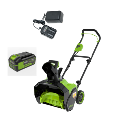 Снегоуборщик аккумуляторный Greenworks G40ST40, 40V, 40 см, с 1хАКБ 5 Ач и ЗУ (2603607UG)
