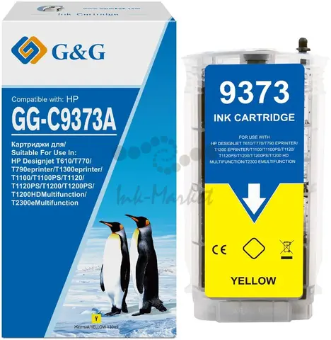 Картридж струйный G&G GG-C9373A желтый (130 мл) для HP Designjet T610, T770, T790eprinter, T1300eprinter, T1100