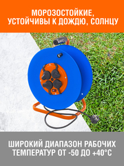 Удлинитель силовой на металлич. катушке, 4 розетки, IP44, КГ 3х1,5мм2, 16А, 3,5кВт, с/з, 30м (Very) 89-0-156
