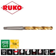 Сверло по металлу к/х 20,0x238/140мм DIN345 HSSE-Co5 TiN KM2 118° h8 6xD Ruko 204200T