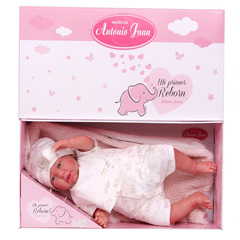 Munecas Antonio Juan Кукла Реборн младенец Урсула в белом 52см (81054)