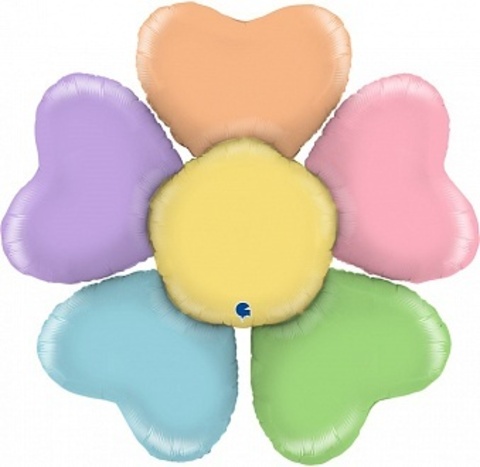 Г Фигура, Цветок, Ромашка, Лепестки-сердечки Разноцветный, 31''/79 см, 1 шт.