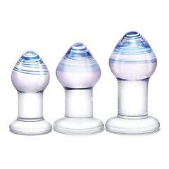Набор из 3 стеклянных анальных пробок Pleasure Droplets Plug Set - 