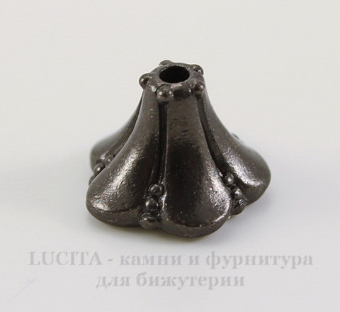 Шапочка для бусины TierraCast "Колокольчик" (цвет-черный никель) 12х9 мм