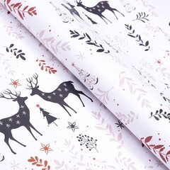 Упаковочная бумага глянцевая, «Олени», двухсторонняя, 0,7*1 м, 5 листов