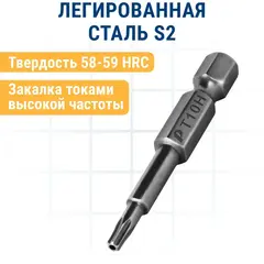 Бита отверточная ПРАКТИКА Профи Torx Tamper-10 х 50мм (2шт) (776-430)