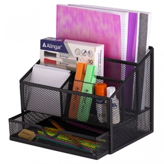 
          Подставка-органайзер д/канцтоваров, Alingar, металлическая, 23*20*15 см, 5 отделений, выдвижной ящик