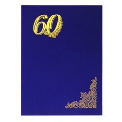 
          Папка адресная "60 лет", А4, дизайнерский материал, поролон, тисненный уголок, синий шелк