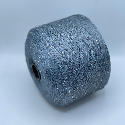 Бобинная пряжа, Linette Pailletes, 450м, 80% Лен, 20% Полиэстер(пайетка),Светлый деним+пайетка.37910