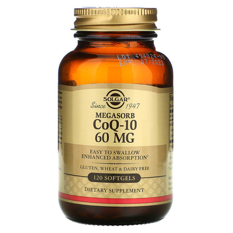 Solgar, Коэнзим Q10 с мегасорбом, 60 мг, 120 мягких таблеток