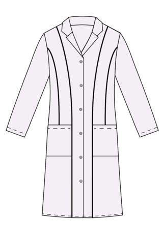 Выкройка женского медицинского халата технический рисунок