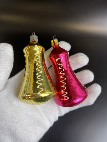 Ёлочные игрушки 2 колокольчика стекло, винтаж, СССР 1960-1990 гг