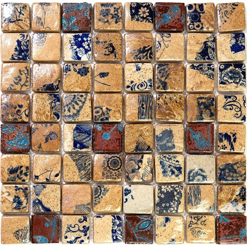 Hola-1-3 Испанская керамическая мозаика Gaudi Holanda бежевый квадрат