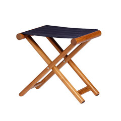 Folding stool, teak – navy blue, Marine Business