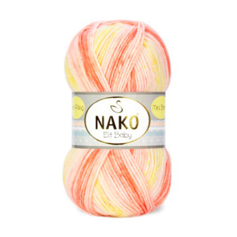 Пряжа Nako Elit Baby Mini Batik 32430 коралл-желт. (уп.5 мотков)