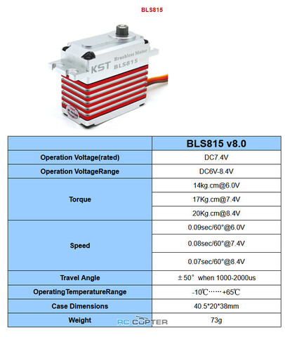 Сервопривод KST BLS815 HV (20 кг/см, 0.07 сек/60°, 73г)