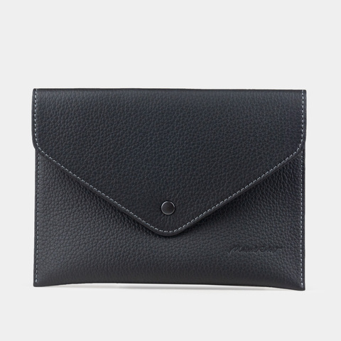 Конверт для хранения из кожи теленка, черного цвета
